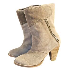 Jeffrey Campbell Women's Size 8 Tan Suede High Heel Boot with Zipper